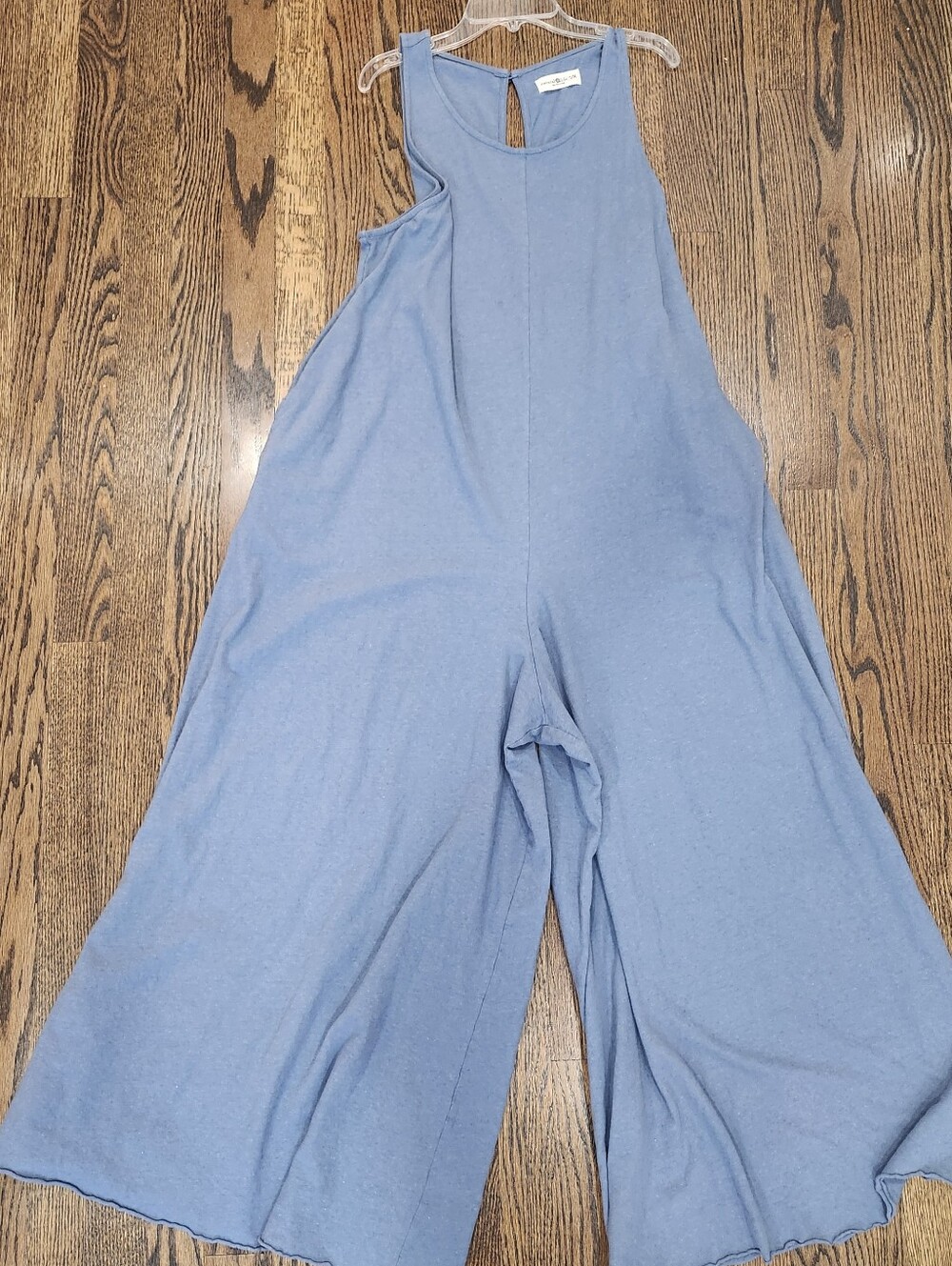Natural LIFE Womens Sleeveless Wide-Leg Jumpsuit in Blue SIZE S/M Linen/cotton